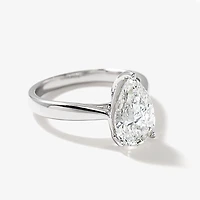 Lab Grown Pear Cut Diamond Engagement Ring 14K White Gold ( ct