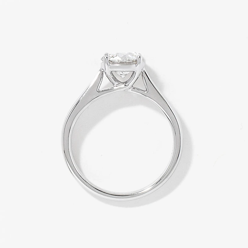 Lab Grown Round Cut Diamond Engagement Ring 14K White Gold (1.50 ct