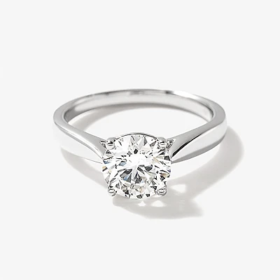 Lab Grown Round Cut Diamond Engagement Ring 14K White Gold ( ct