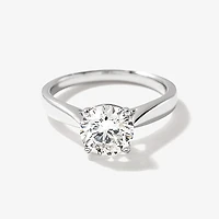 Lab Grown Round Cut Diamond Engagement Ring 14K White Gold (1.50 ct