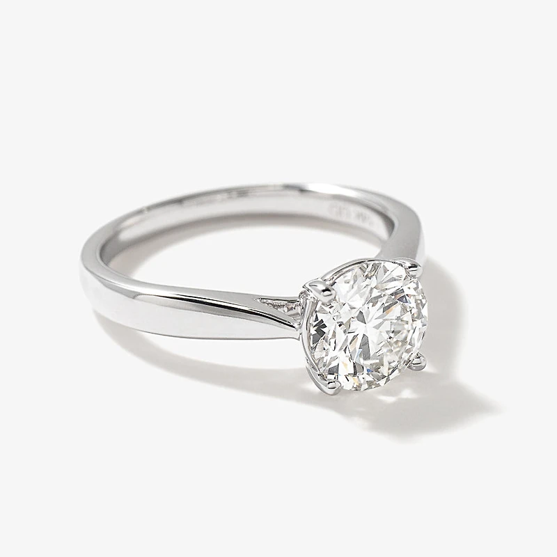 Lab Grown Round Cut Diamond Engagement Ring 14K White Gold (1.50 ct
