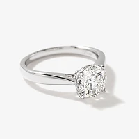 Lab Grown Round Cut Diamond Engagement Ring 14K White Gold (1.50 ct