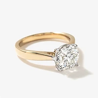 Lab Grown Round Cut Diamond Engagement Ring 14K Yellow Gold (2.00 c