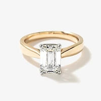 Lab Grown Emerald Cut Diamond Engagement Ring 14K Yellow Gold (2.00