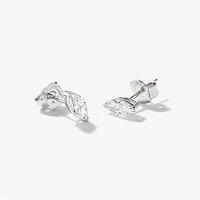 Lab Grown Marquise Diamond Stud Earrings in 14K White Gold (0.50 ct tw