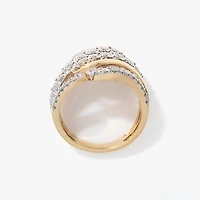 Diamond Cluster Dinner Ring 10K Yellow and White Gold (0.75 ct tw)