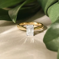 Lab Grown Emerald Cut Diamond Engagement Ring 14K Yellow Gold (1.50