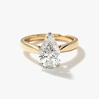Lab Grown Pear Cut Diamond Engagement Ring 14K Yellow Gold (2.00 ct
