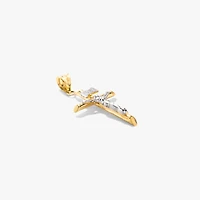 10K Yellow and White Gold Crucifix Cross Pendant