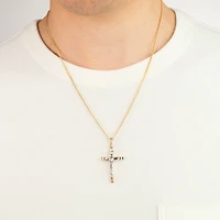 14K Yellow and White Gold Crucifix Cross Pendant