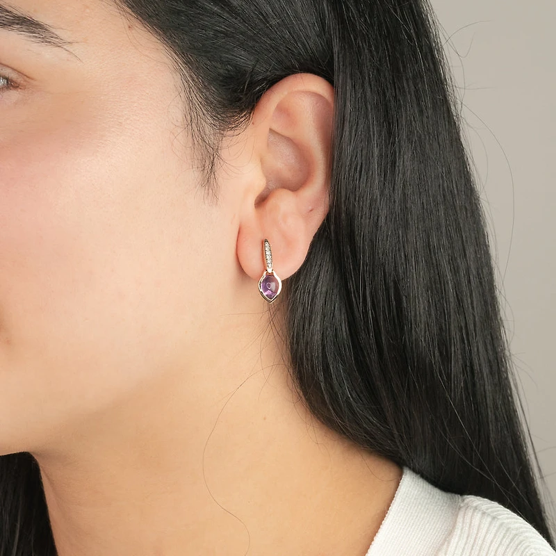 Amethyst Earrings in 10K Yellow Gold