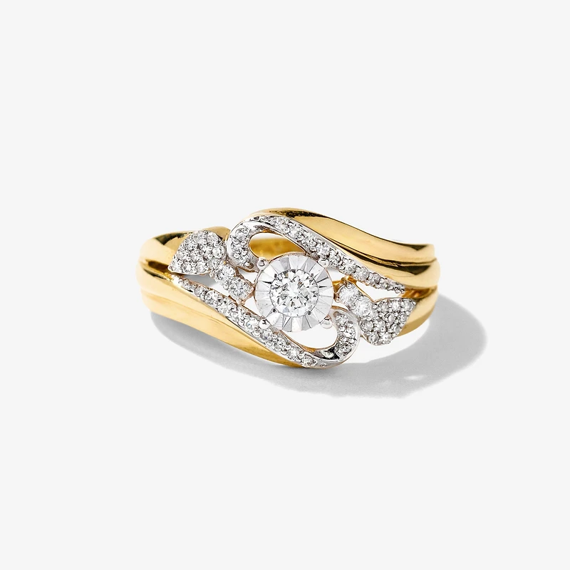 Diamond Cluster Ring 10K Yellow and White Gold (0.31 ct tw)