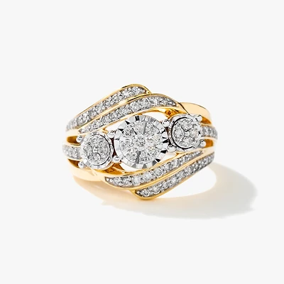 Diamond Dinner Ring 10K Yellow and White Gold (0.62 ct tw)