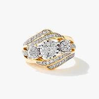 Diamond Dinner Ring 10K Yellow and White Gold (0.62 ct tw)