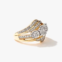 Diamond Dinner Ring 10K Yellow and White Gold (0.62 ct tw)