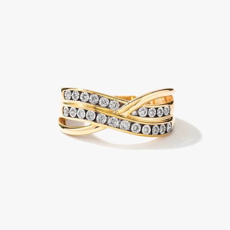 Channel Set Diamond Cluster Ring 10K Yellow and White Gold (0..10 c