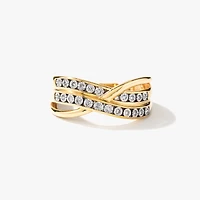 Channel Set Diamond Cluster Ring 10K Yellow and White Gold (0..10 c