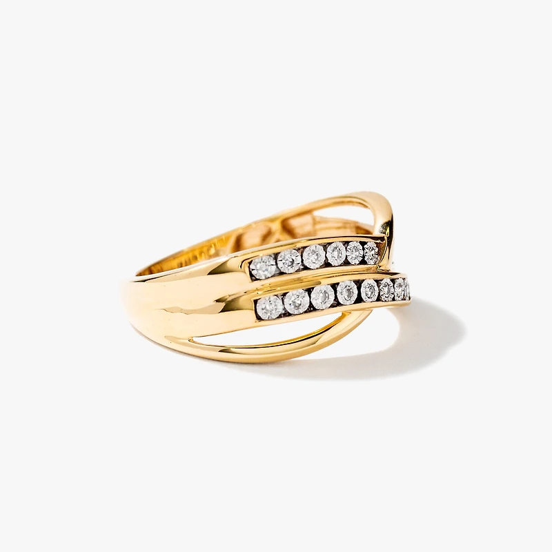 Channel Set Diamond Cluster Ring 10K Yellow and White Gold (0..10 c