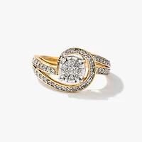 Diamond Cluster Dinner Ring 10K Yellow Gold (0.50 ct tw)