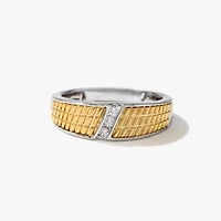 Men's Ring 10K Yellow and White Gold (0.12 ct tw)