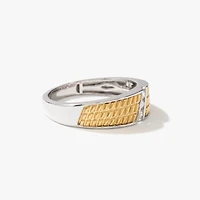 Men's Ring 10K Yellow and White Gold (0.12 ct tw)