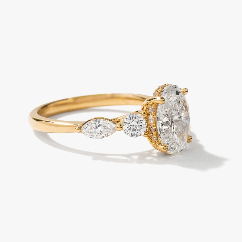 Lab Grown Oval Cut Diamond Engagement Ring 14K Yellow Gold (2.75 ct