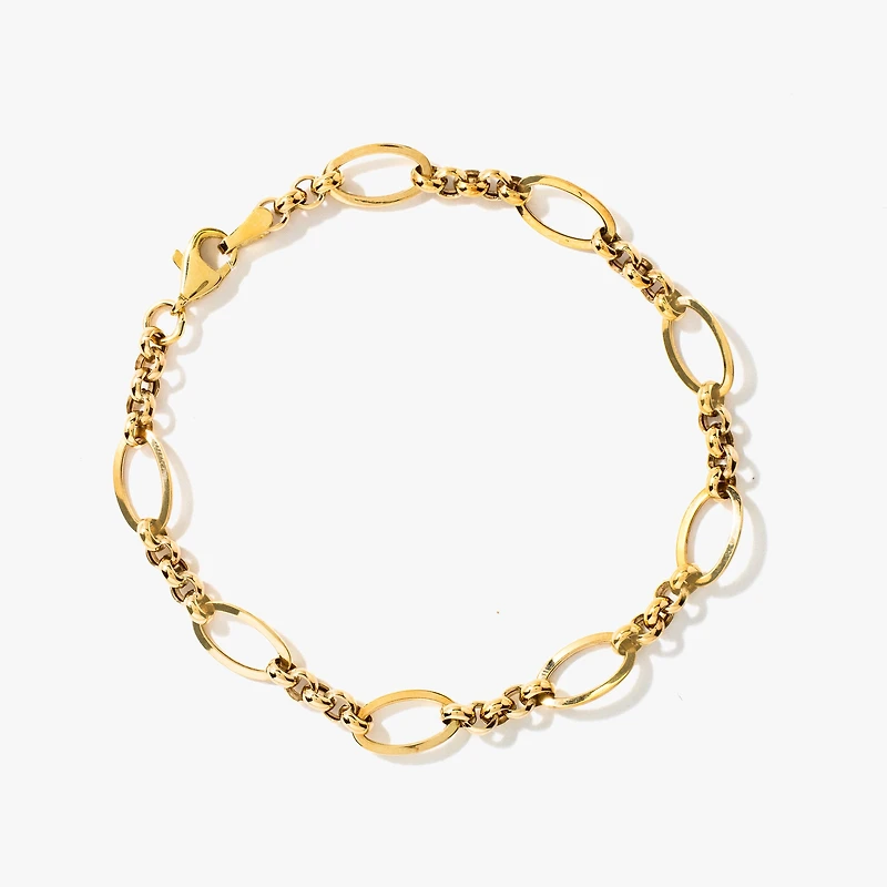 Oval Rolo Bracelet in 10K Yellow Gold