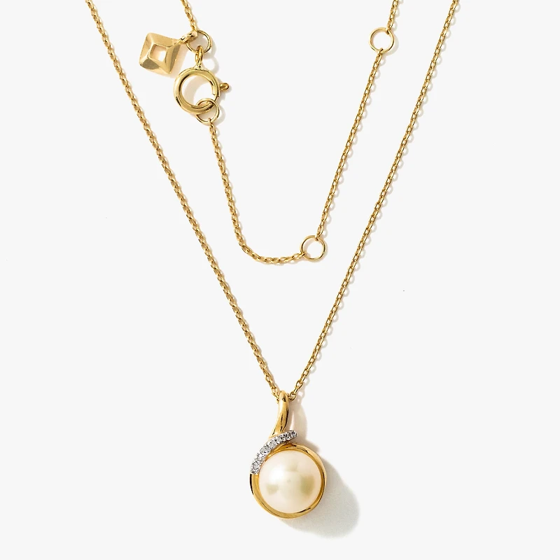 7mm Pearl Necklace in 10K Yellow Gold