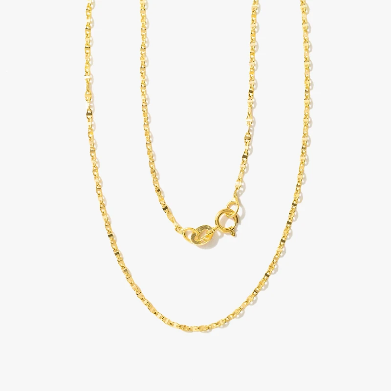 1.3mm Fancy Plate Chain in 10K Yellow Gold (16")
