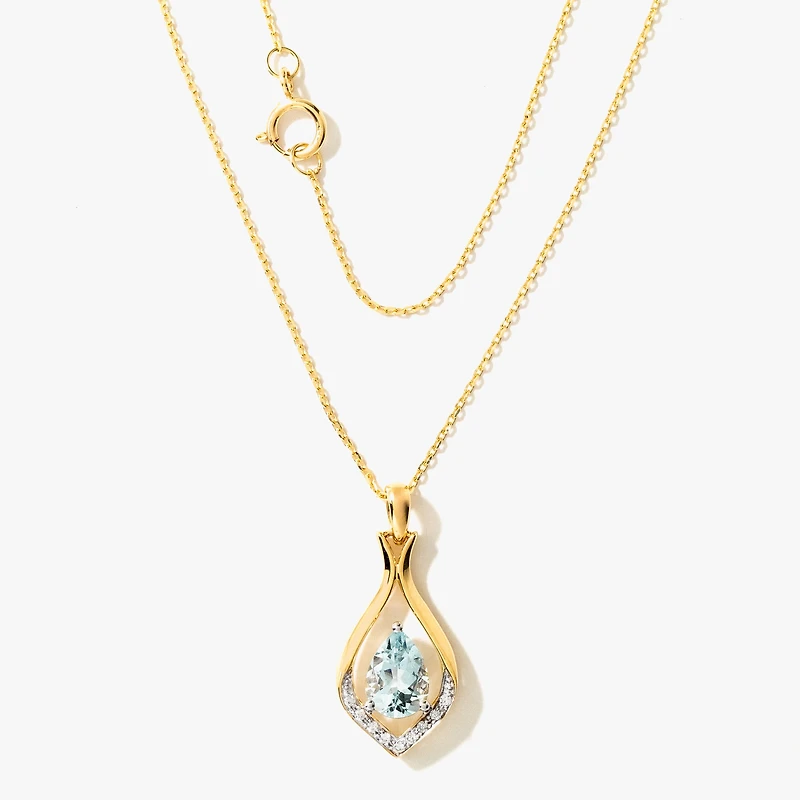 Aquamarine Necklace in 10K Yellow Gold