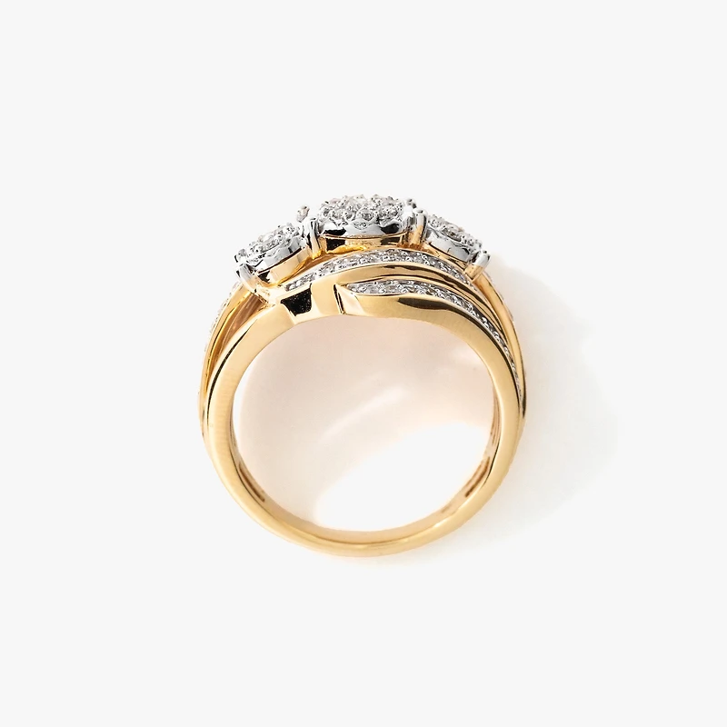 Diamond Dinner Ring 10K Yellow and White Gold (0.62 ct tw)