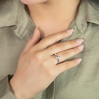 Lab Grown Round Cut Diamond Engagement Ring 14K White Gold (1.50 ct