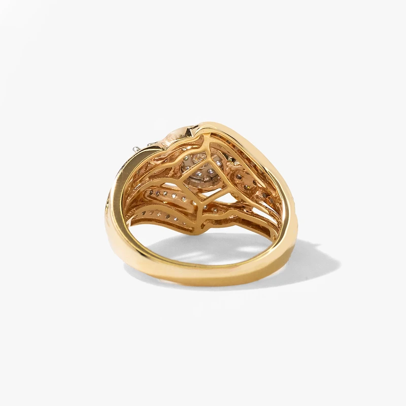 Diamond Dinner Ring 10K Yellow and White Gold (0.62 ct tw)