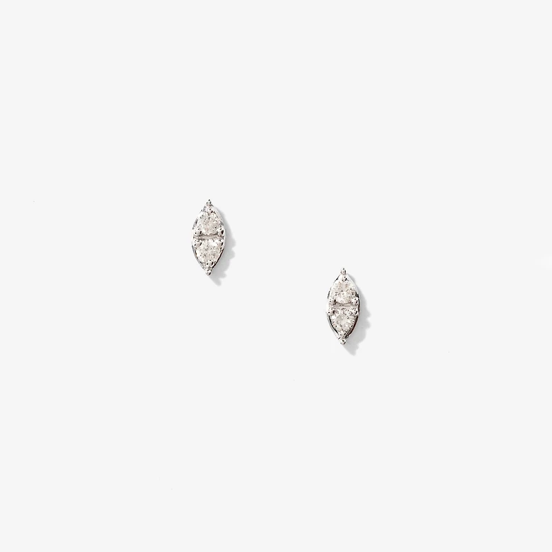 Marquise Shape Diamond Stud Earrings in 10K White Gold (0.16 ct tw)