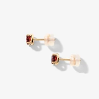 Garnet Stud Earrings in 10K Yellow Gold