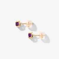Amethyst Stud Earrings in 10K Yellow Gold