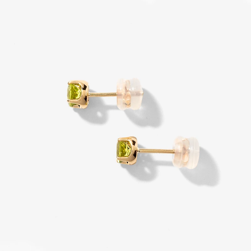 Peridot Stud Earrings in 10K Yellow Gold