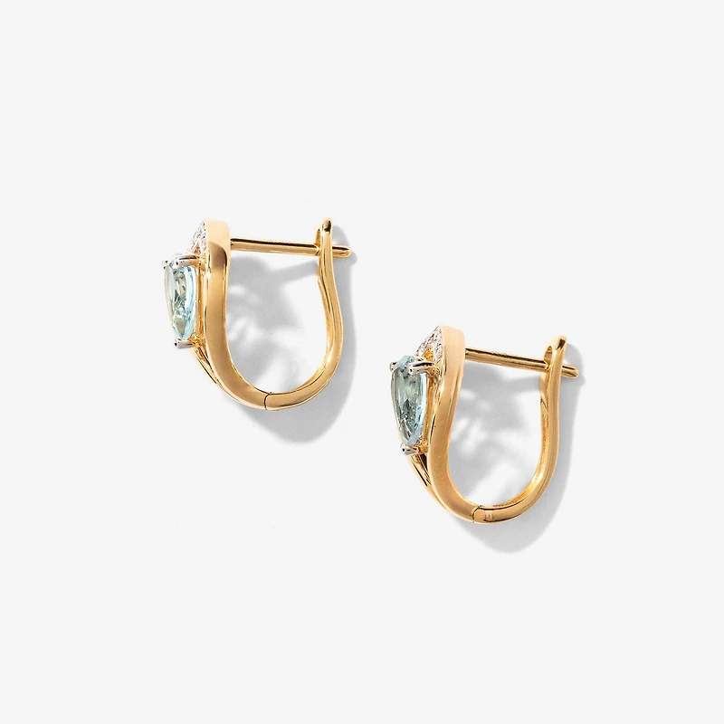 Aquamarine Earrings in 10K Yellow Gold