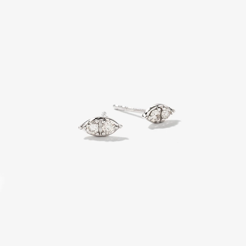 Marquise Shape Diamond Stud Earrings in 10K White Gold (0.16 ct tw)