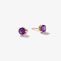 Amethyst Stud Earrings in 10K Yellow Gold