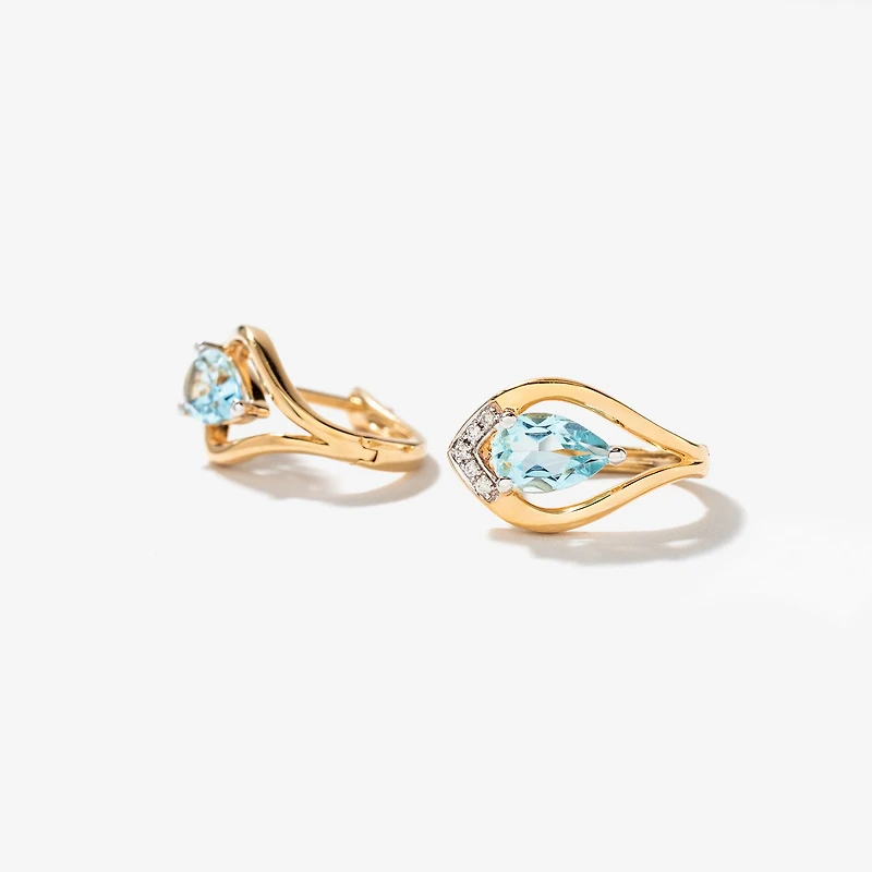Aquamarine Earrings in 10K Yellow Gold