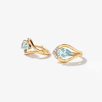 Aquamarine Earrings in 10K Yellow Gold