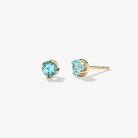 Blue Topaz Stud Earrings in 10K Yellow Gold