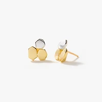 Pebble Stud Earrings in 10K Yellow and White Gold