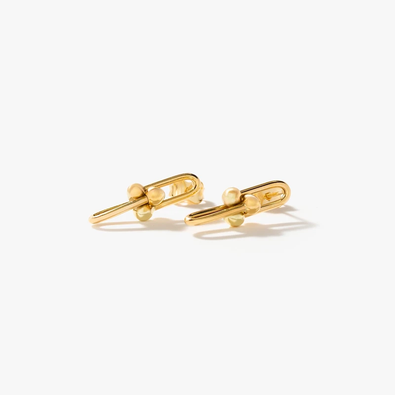 U Shape Drop Earrings in 10K Yellow Gold