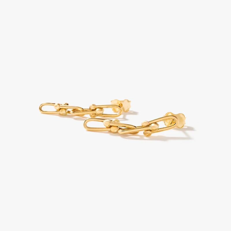 Three Link Drop Earrings in 10K Yellow Gold