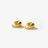 Hollow Rounded Horn Stud Earrings in 10K Yellow Gold