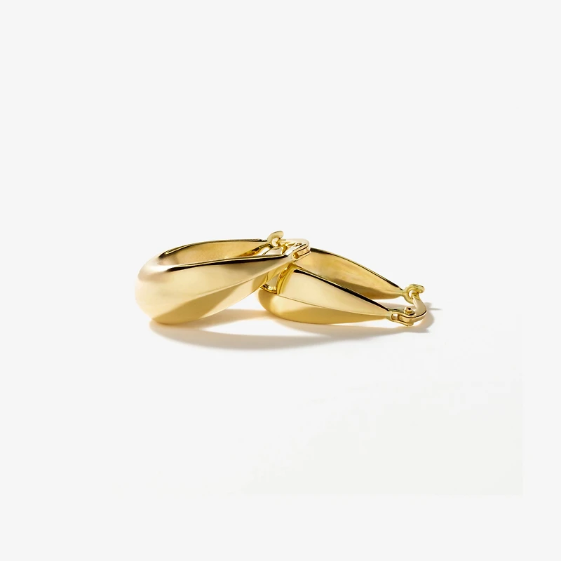 Hollow Knife Edge Earrings in 10K Yellow Gold