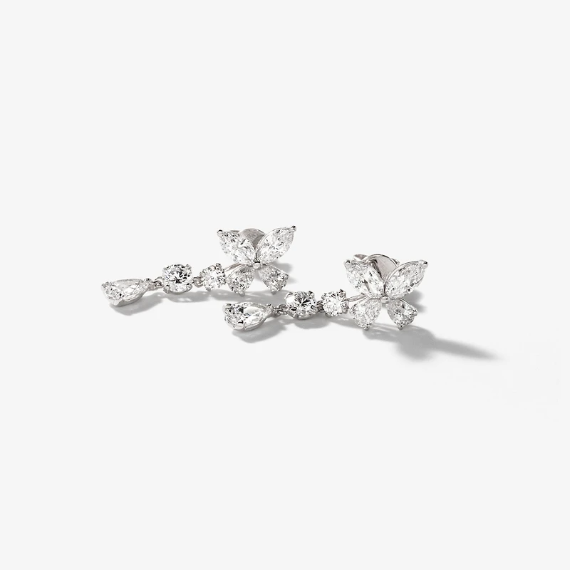 Lab Grown Diamond Cluster Earrings in 14K White Gold (2.00 ct tw)