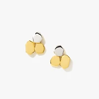 Pebble Stud Earrings in 10K Yellow and White Gold